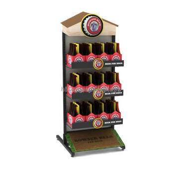 Quality Assured 3-Tier Custom Wood Top Liquor Store Monster Energy Drink Wine Bottle Display Stand